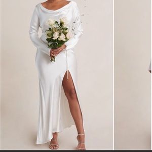 Bec & Bridge Dress - White Moon Dance Long Sleeve Cowl Dress